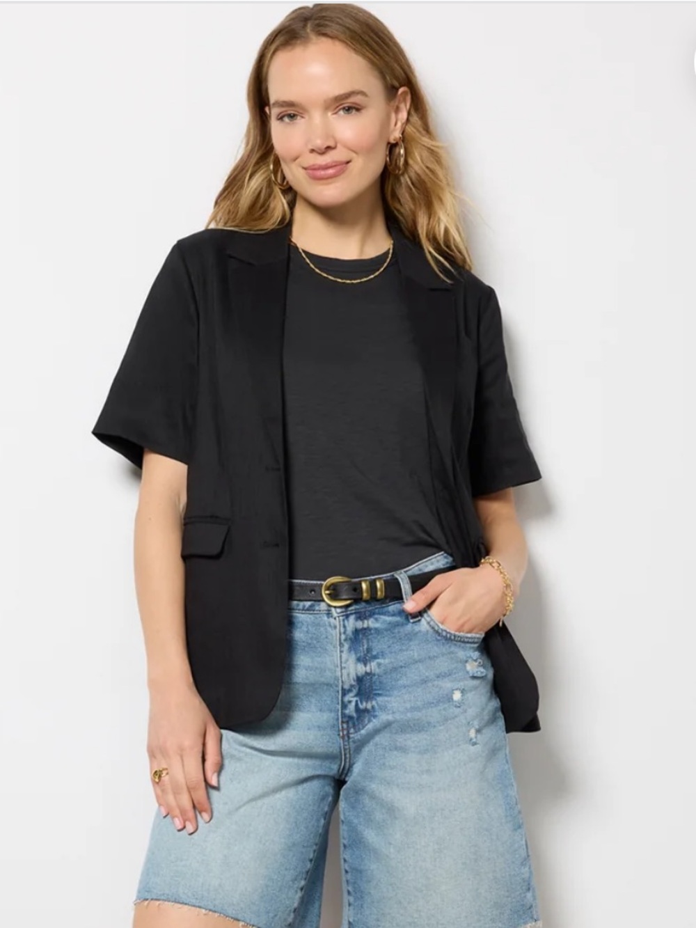 Evereve Women's Black Grayson Short Sleeve Blazer Size Large - Picture 3 of 8